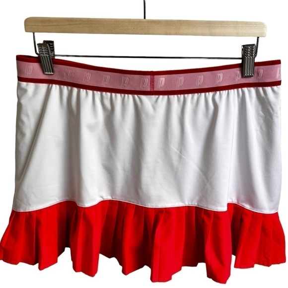 Prince Pleated Tennis Skirt in White/Coral - Picture 8 of 14